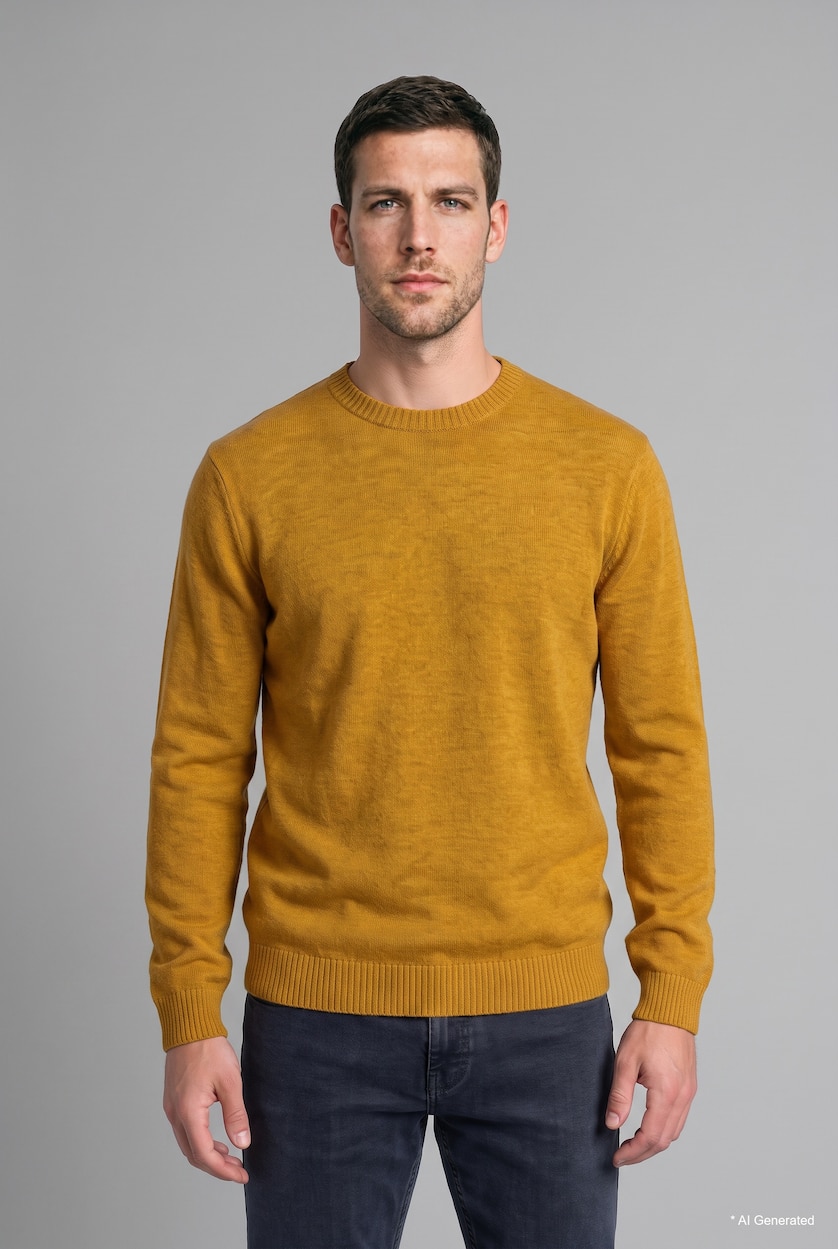Man Yellow Knitwear Crew Neck Pullover