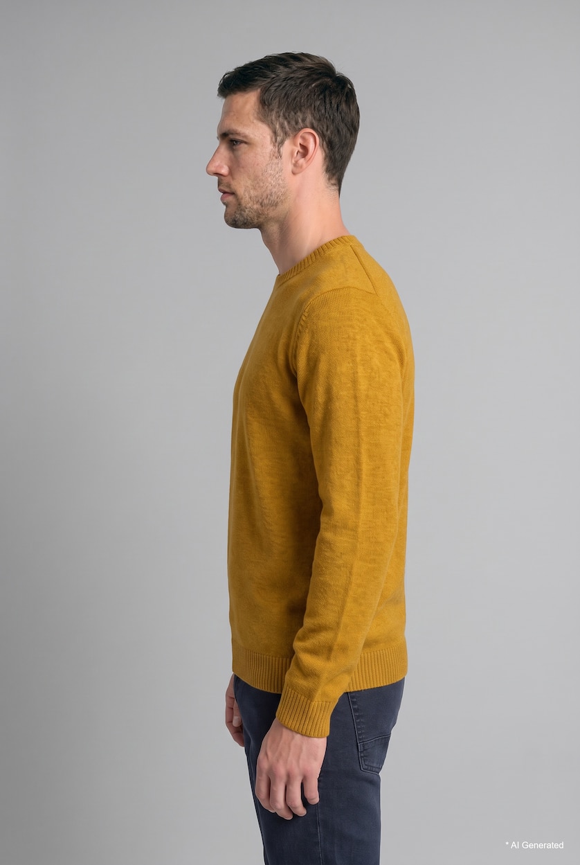 Man Yellow Knitwear Crew Neck Pullover