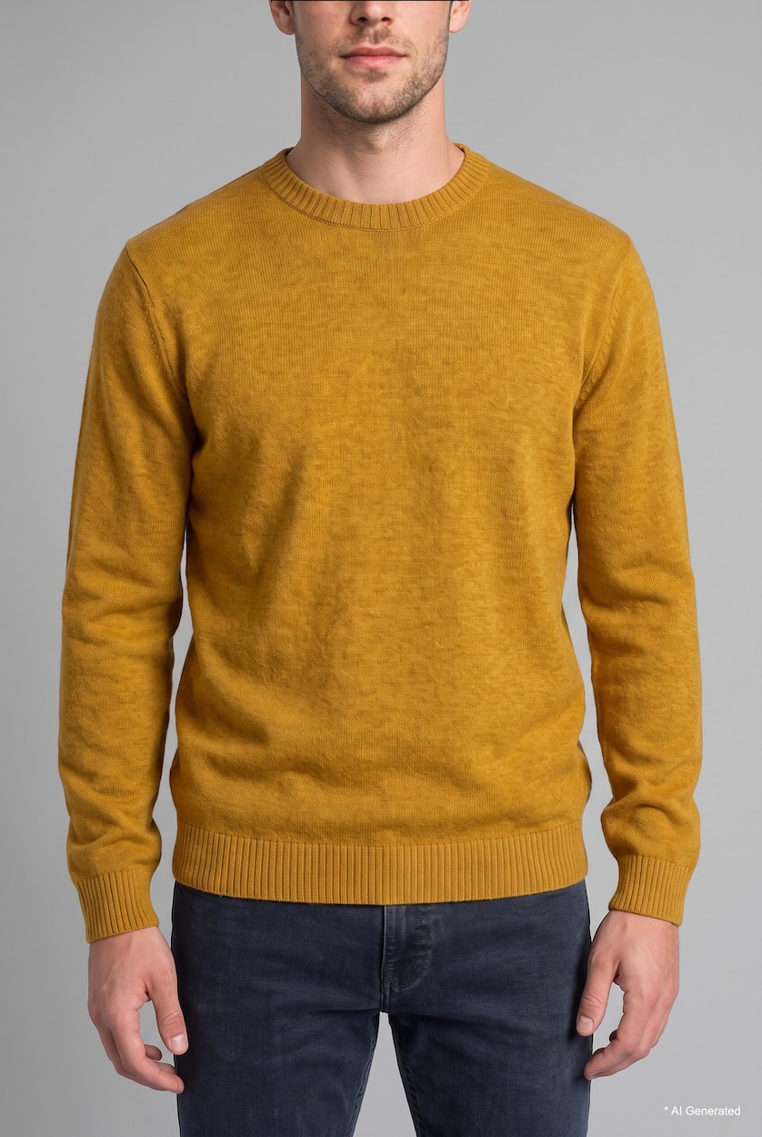 Man Yellow Knitwear Crew Neck Pullover