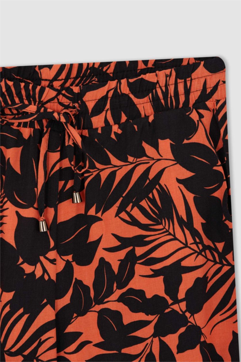 حريمي برتقالي بنطلون كابري فيسكوز بخصر عالي