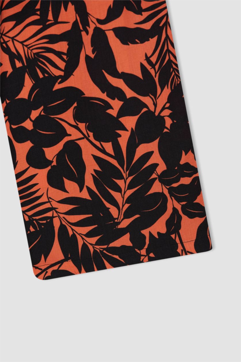 حريمي برتقالي بنطلون كابري فيسكوز بخصر عالي