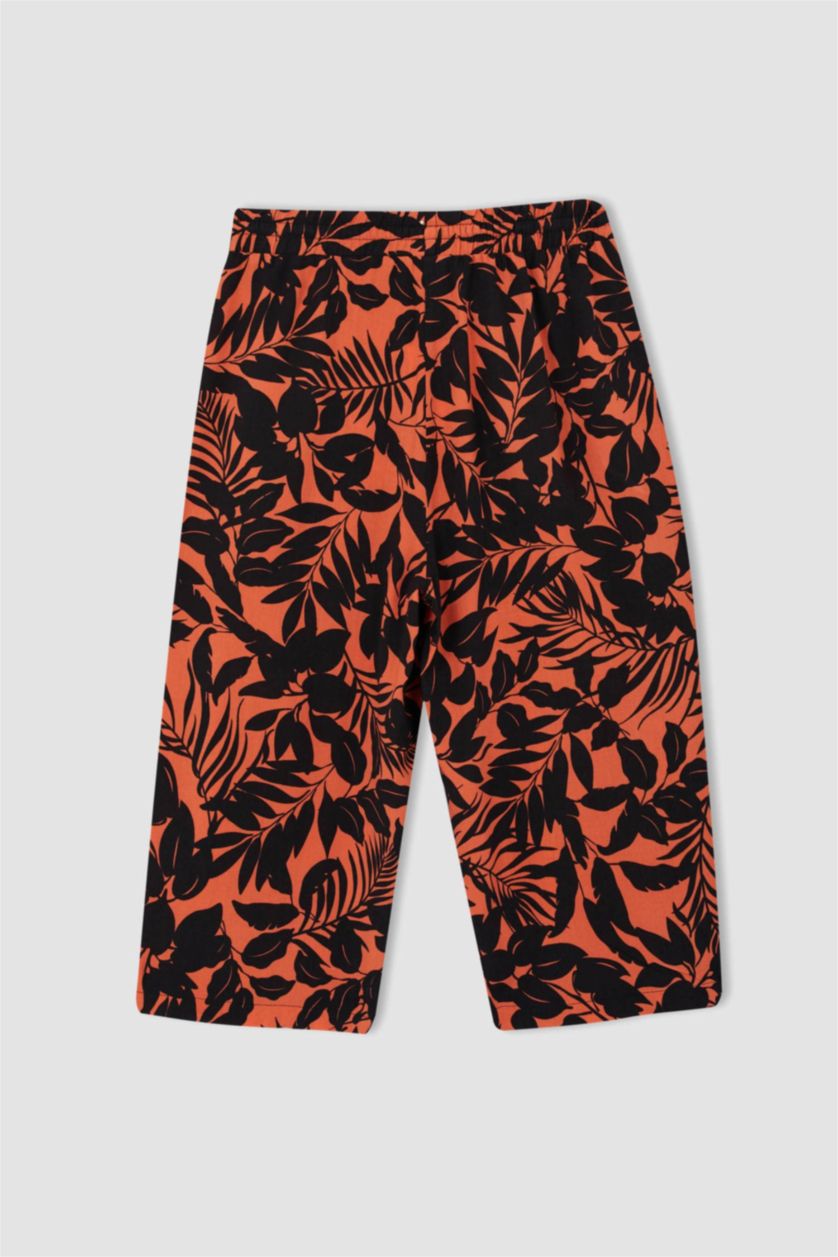 حريمي برتقالي بنطلون كابري فيسكوز بخصر عالي