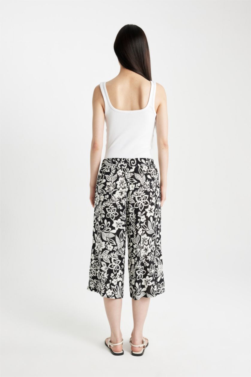 FEMME Noir Pantacourt Capri Taille haute