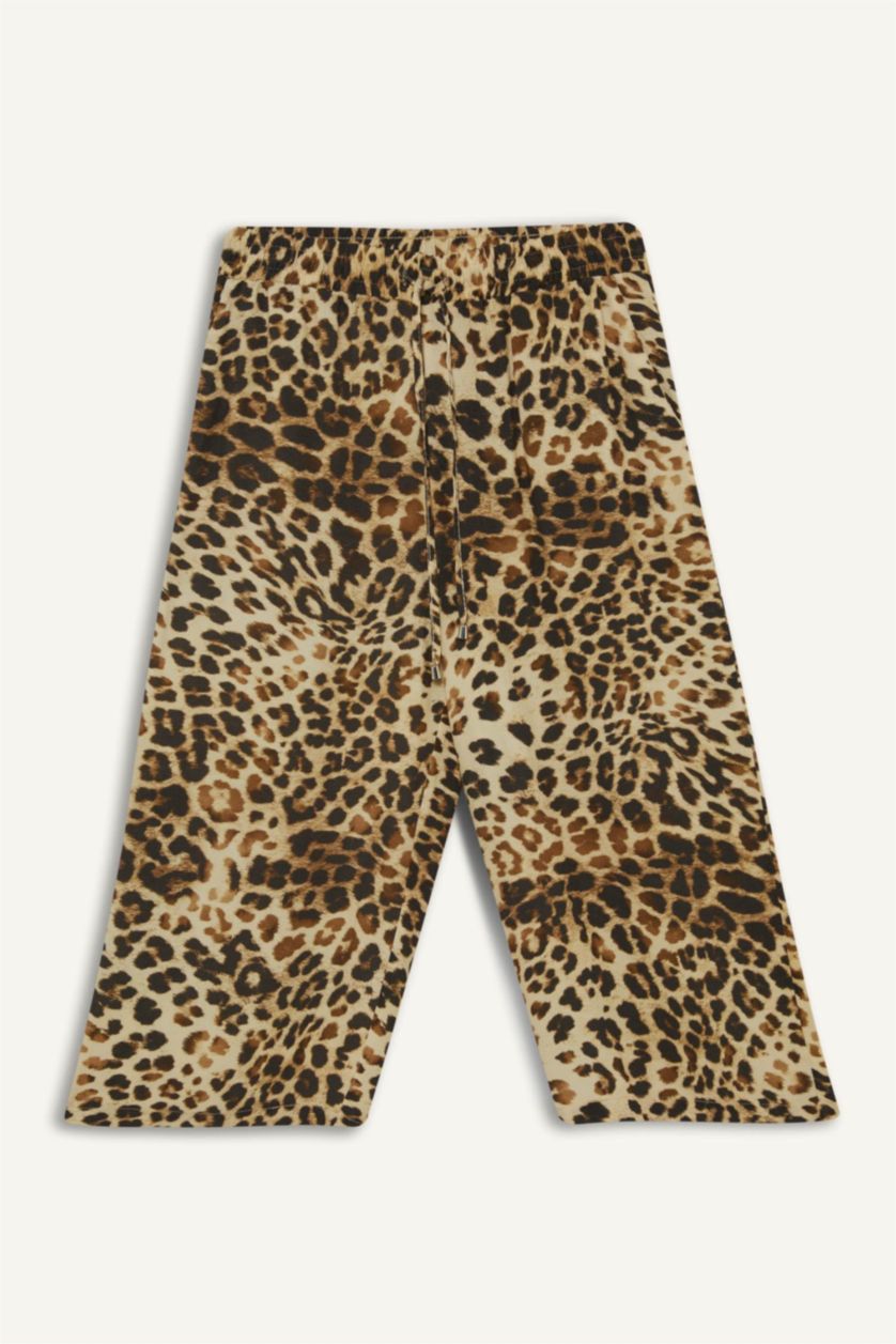 WOMAN Black High Waist Patterned Viscose Capri