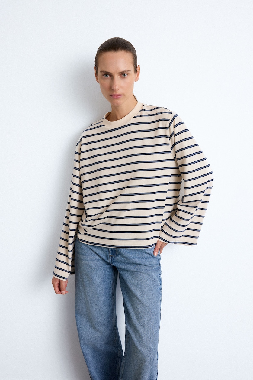 Woman Indigo Regular Fit Long Sleeve T-Shirt
