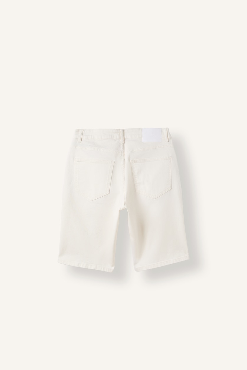 Erkek Beyaz Regular Fit Denim Bermuda Şort