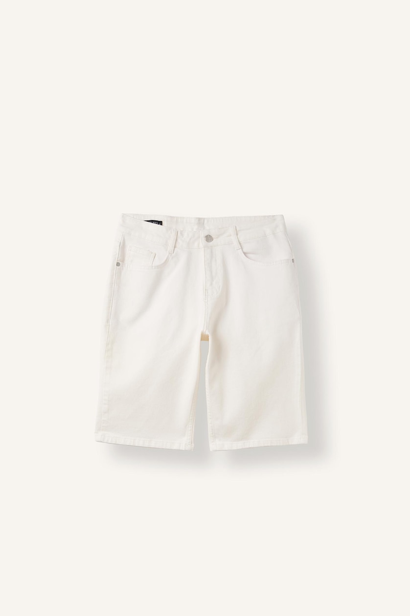 MAN White Regular Fit Denim Shorts