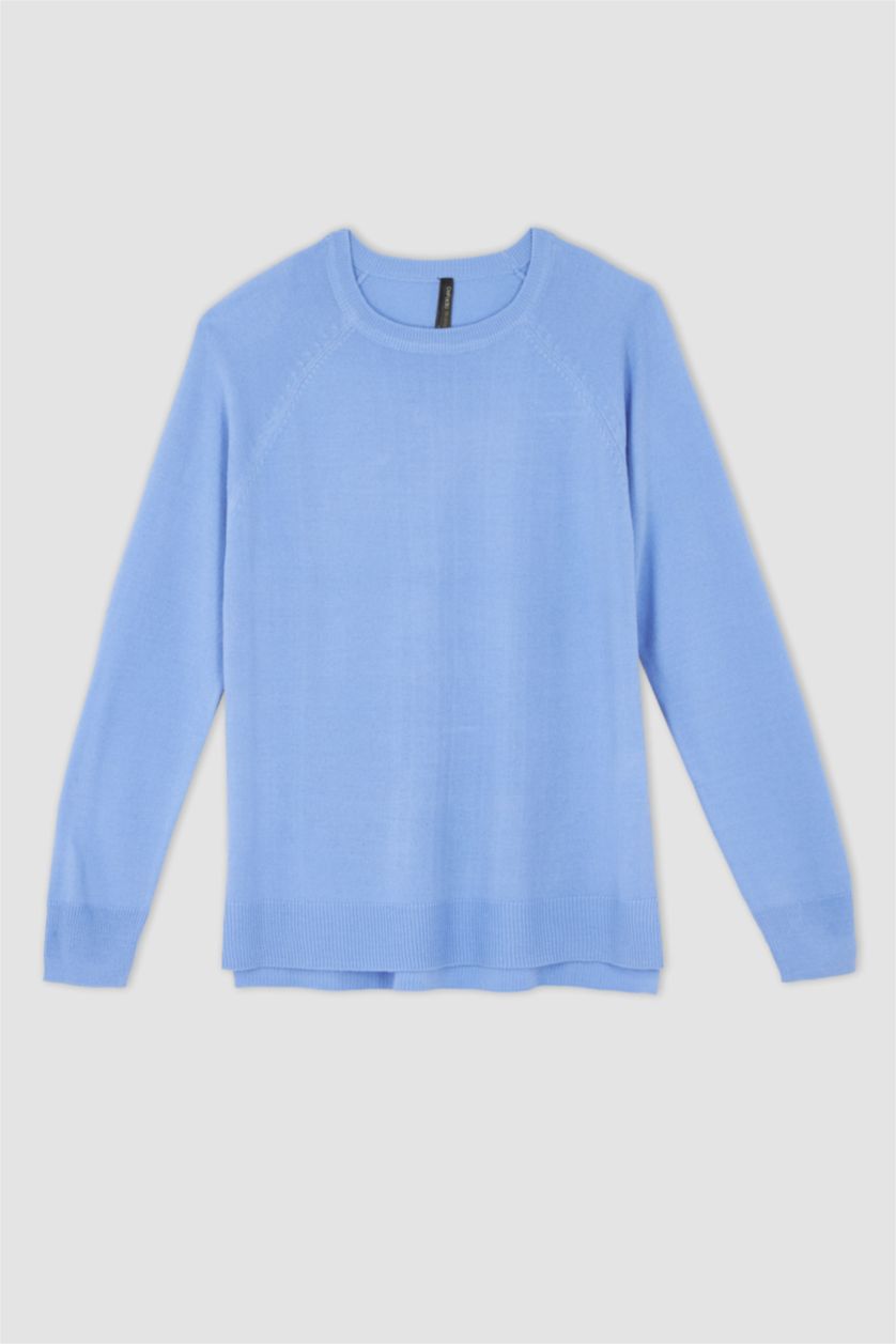 Woman Dark Blue Relax Fit Crew Neck Pullover