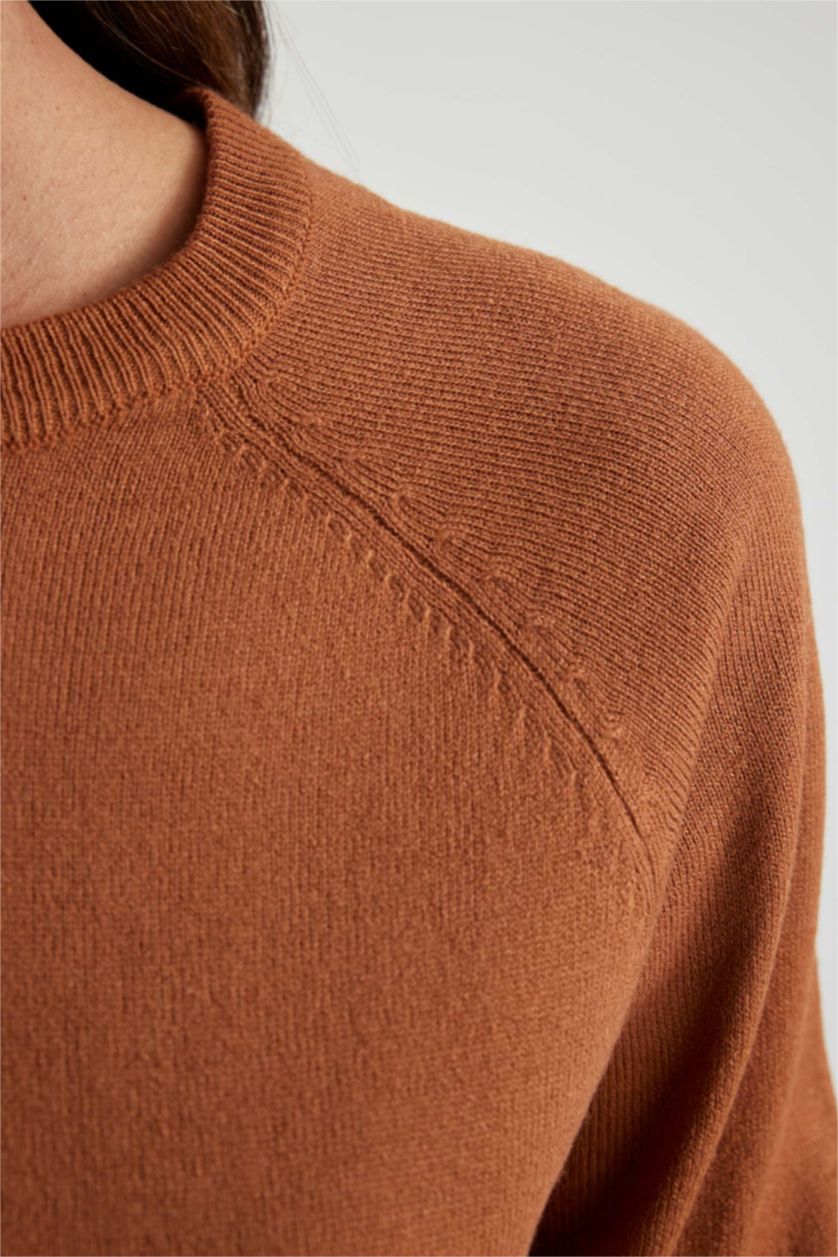 WOMAN Brown Relax Fit Crew Neck Pullover