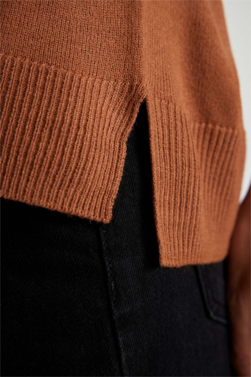 WOMAN Brown Relax Fit Crew Neck Pullover