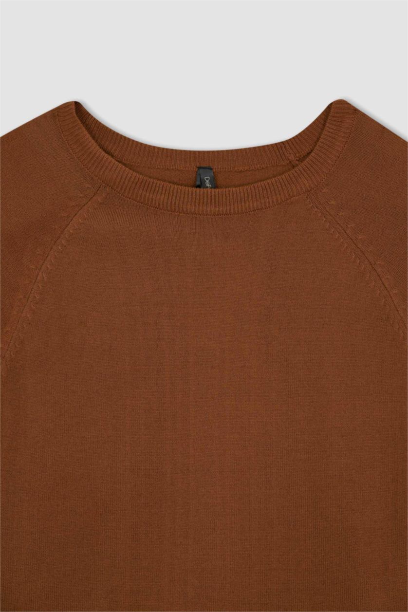 WOMAN Brown Relax Fit Crew Neck Pullover