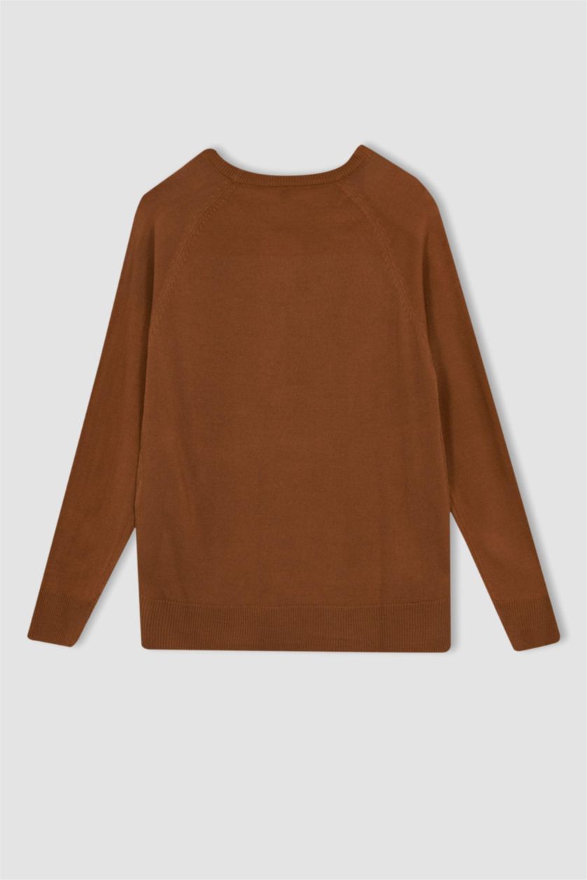 WOMAN Brown Relax Fit Crew Neck Pullover