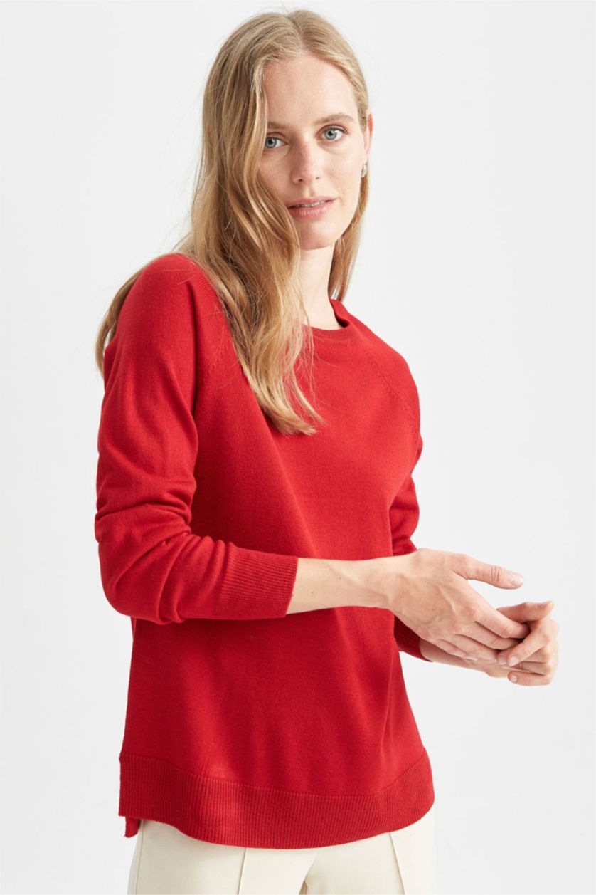 Жіночий Фуксія Пуловер свободного крою з круглим вирізом для жінок