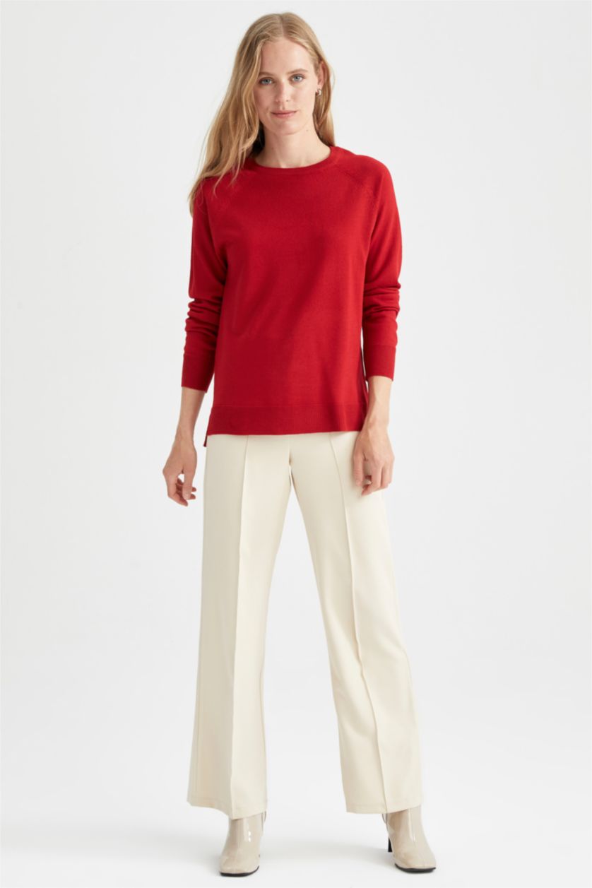 Жіночий Фуксія Пуловер свободного крою з круглим вирізом для жінок