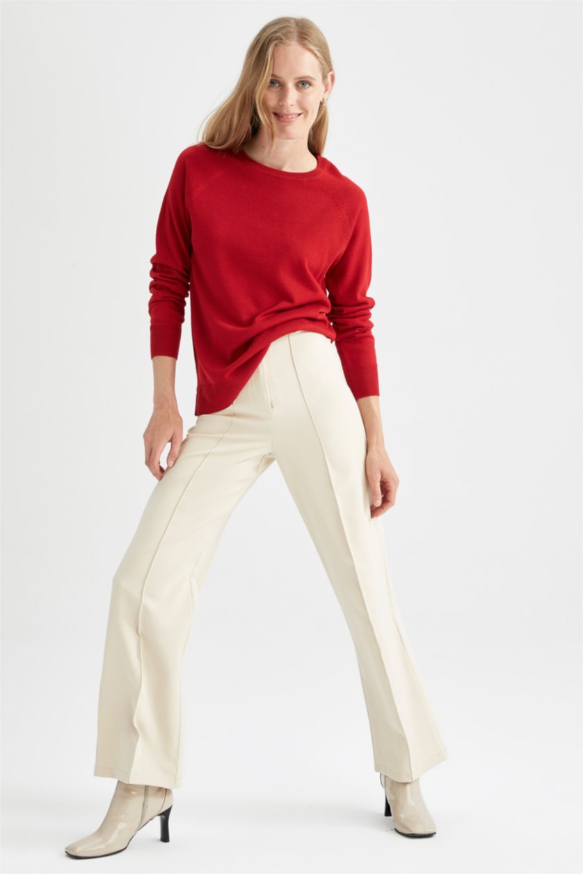 Жіночий Фуксія Пуловер свободного крою з круглим вирізом для жінок