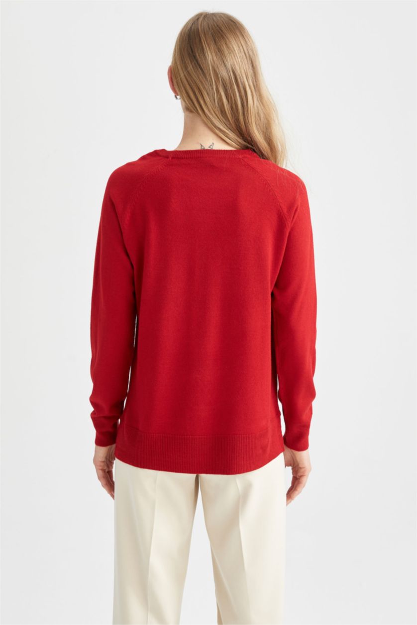 Жіночий Фуксія Пуловер свободного крою з круглим вирізом для жінок