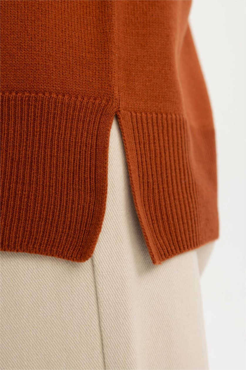 WOMAN Dark Orange Regular Fit Crew Neck Pullover