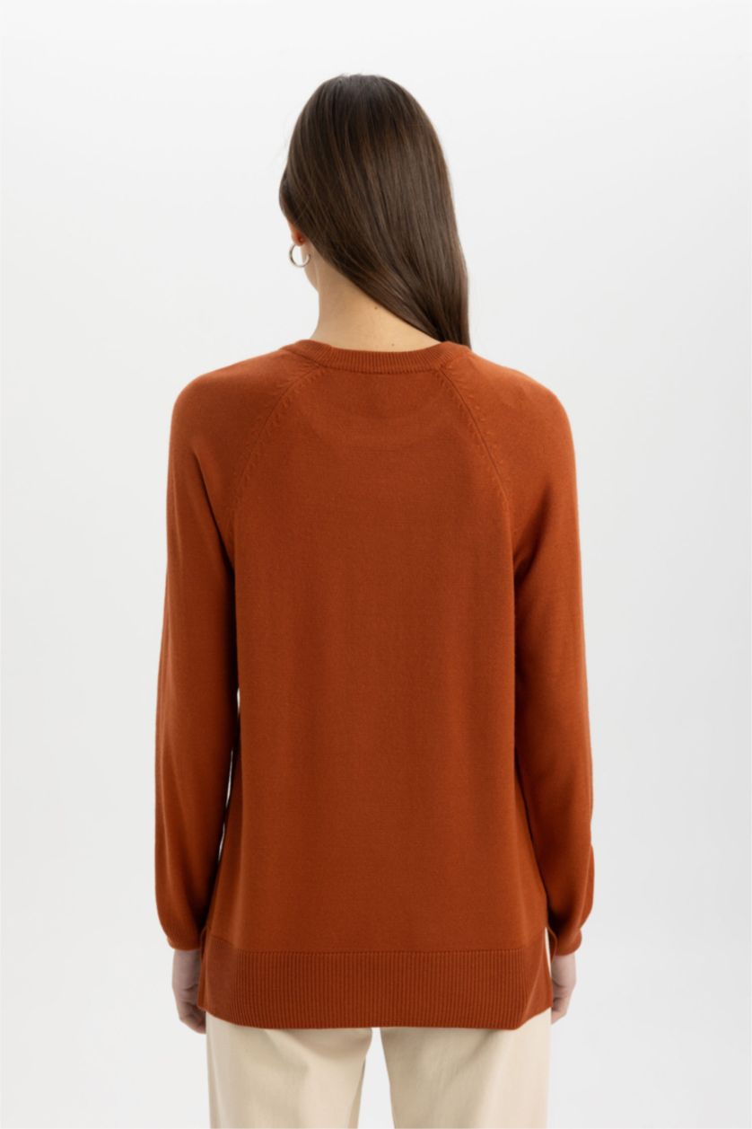 WOMAN Dark Orange Regular Fit Crew Neck Pullover