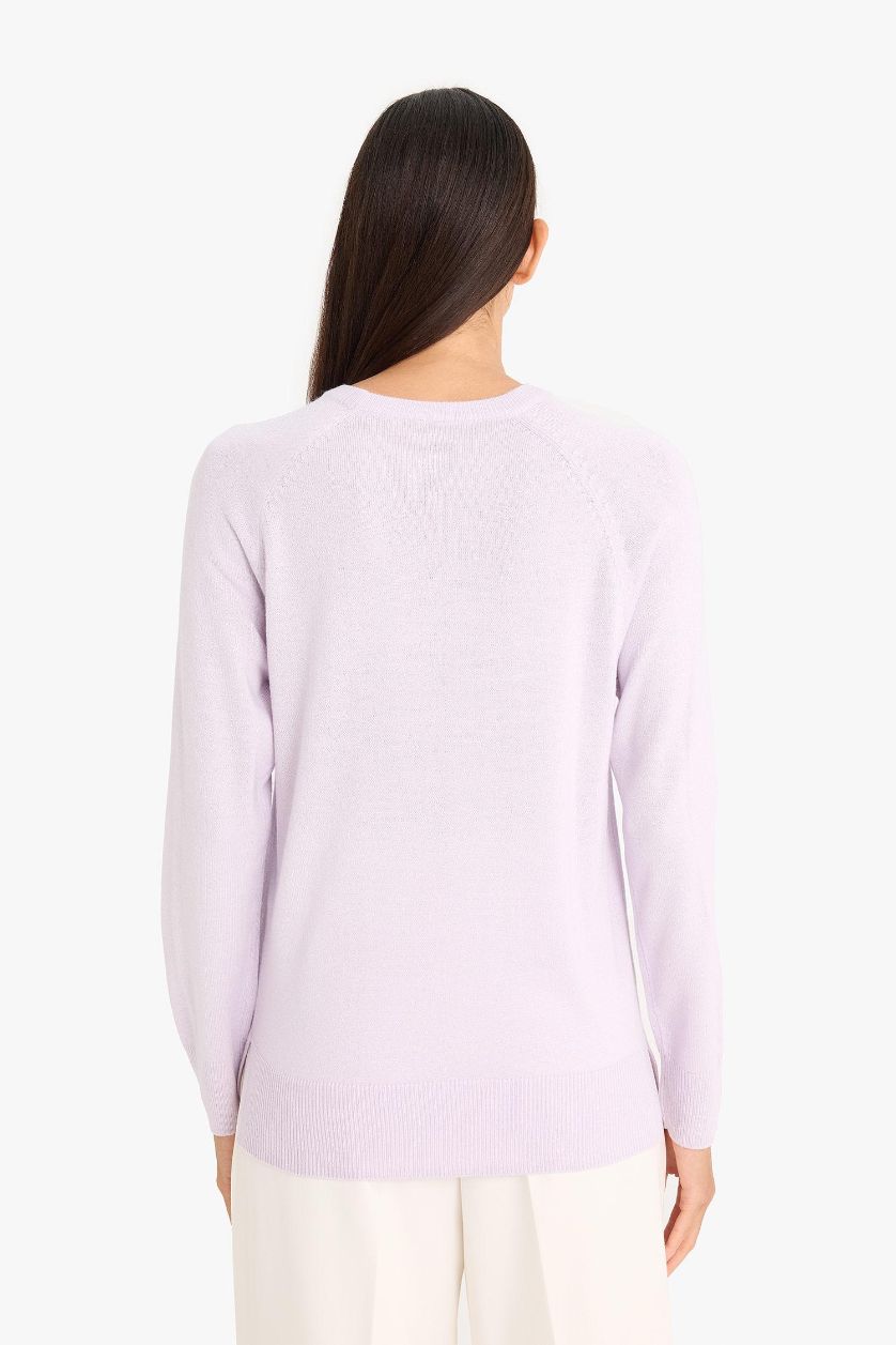 WOMAN Lilac Relax Fit Crew Neck Basic Knit Pullover