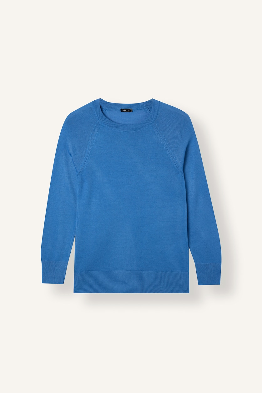 FEMME Bleu Pull basique ultra-doux à col rond Coupe décontractée