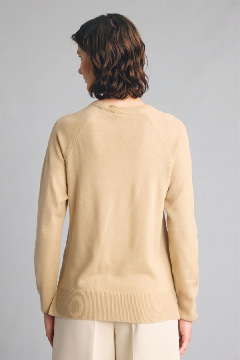 Kadın Bej Relaxed Fit Kazak
