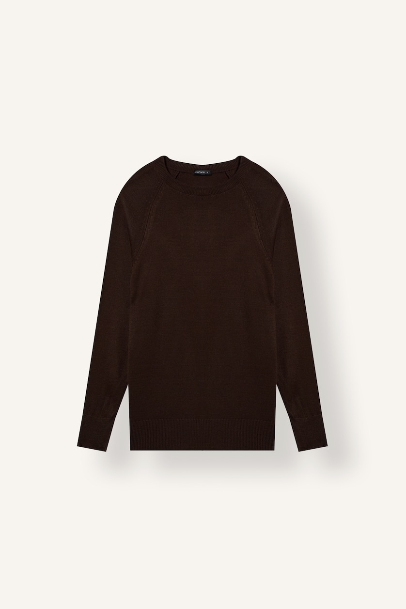 WOMAN Brown Relaxed Fit Crew Neck Sweater