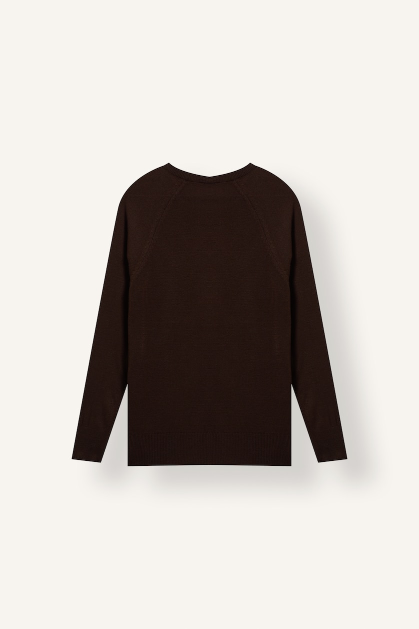 WOMAN Brown Relaxed Fit Crew Neck Sweater