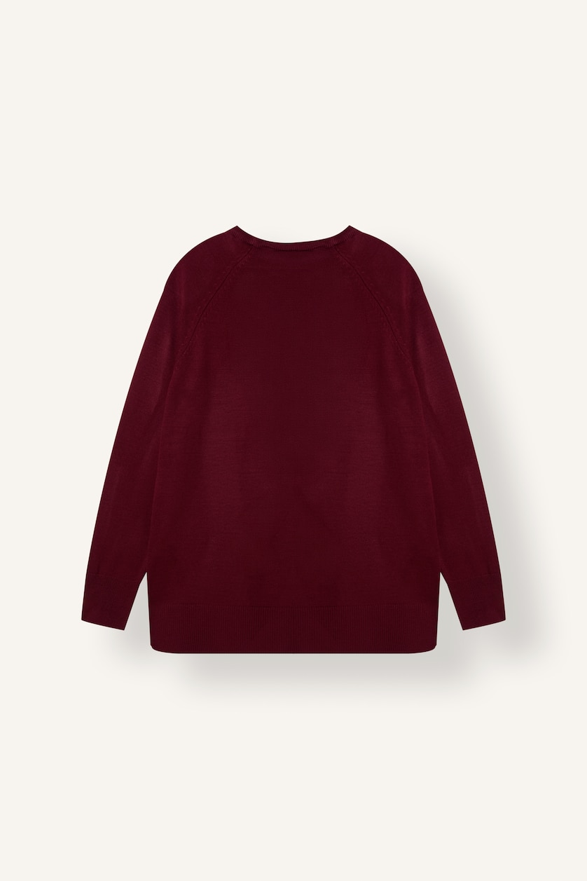Women Bordeaux Relaxed Fit Ultra Soft Basic Crew Neck Sweater