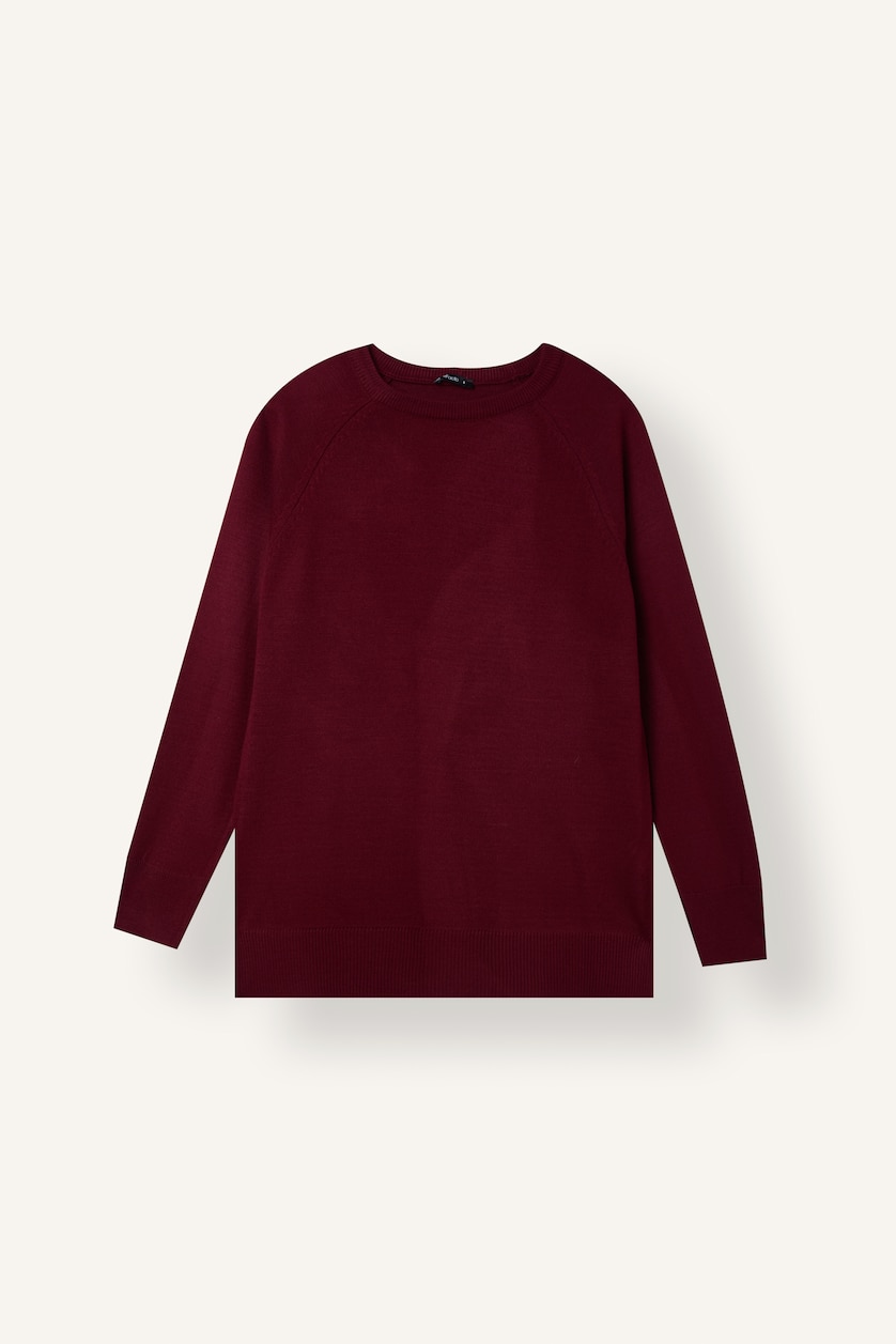Women Bordeaux Relaxed Fit Ultra Soft Basic Crew Neck Sweater
