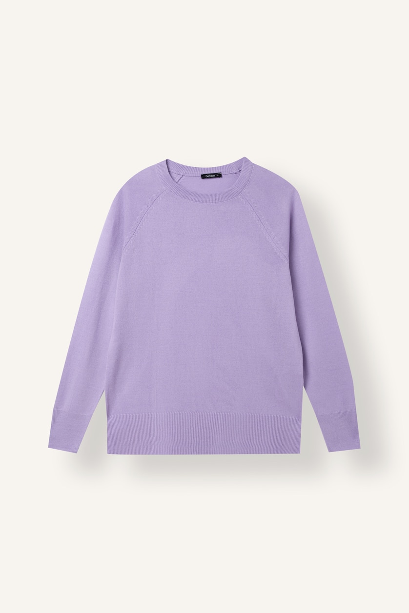 Kadın Lila Ultra Yumuşak Relaxed Fit Yün Karışımlı Basıc Kazak