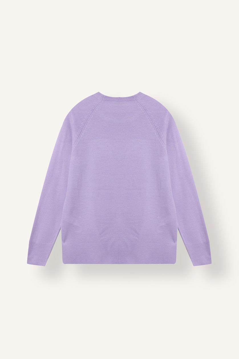 Kadın Lila Ultra Yumuşak Relaxed Fit Yün Karışımlı Basıc Kazak