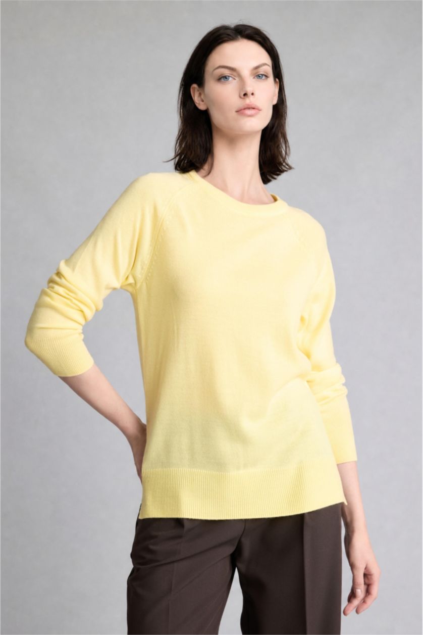 Kadın Açık Sarı Relaxed Fit Kazak