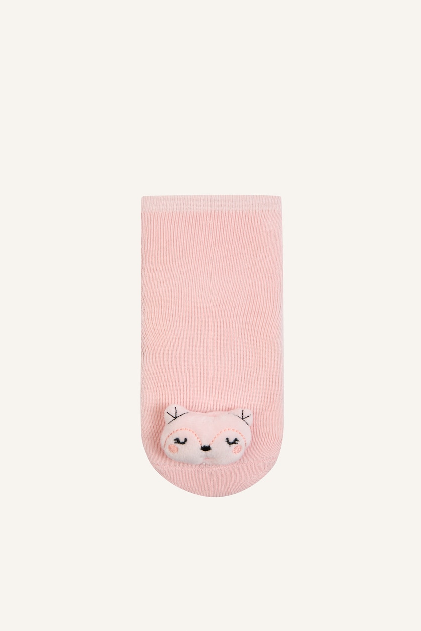 Kız Bebek Açık Pembe 3D Ayı Figürlü Çorap Kız Bebek