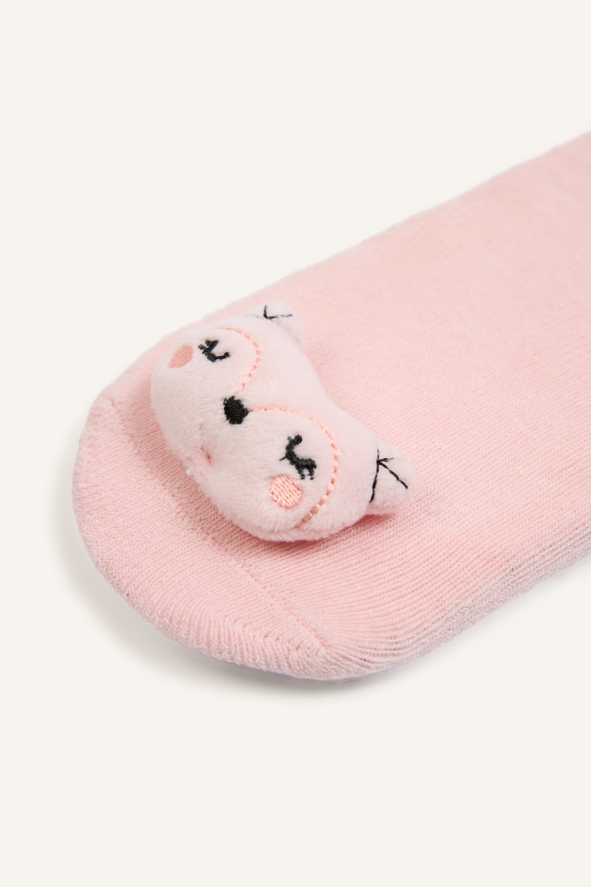 Kız Bebek Açık Pembe 3D Ayı Figürlü Çorap Kız Bebek