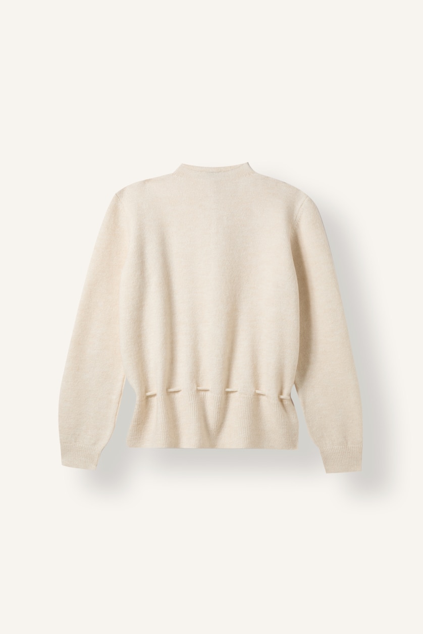 Kadın Ekru Relaxed Fit Beli Bağcıklı Basic Hırka