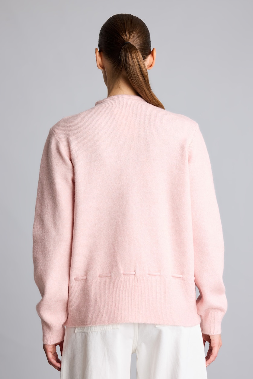 Kadın Pembe Relaxed Fit Beli Bağcıklı Basic Hırka