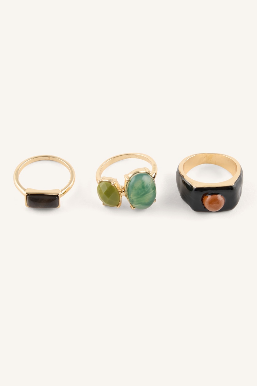 Women Black 3 piece Ring