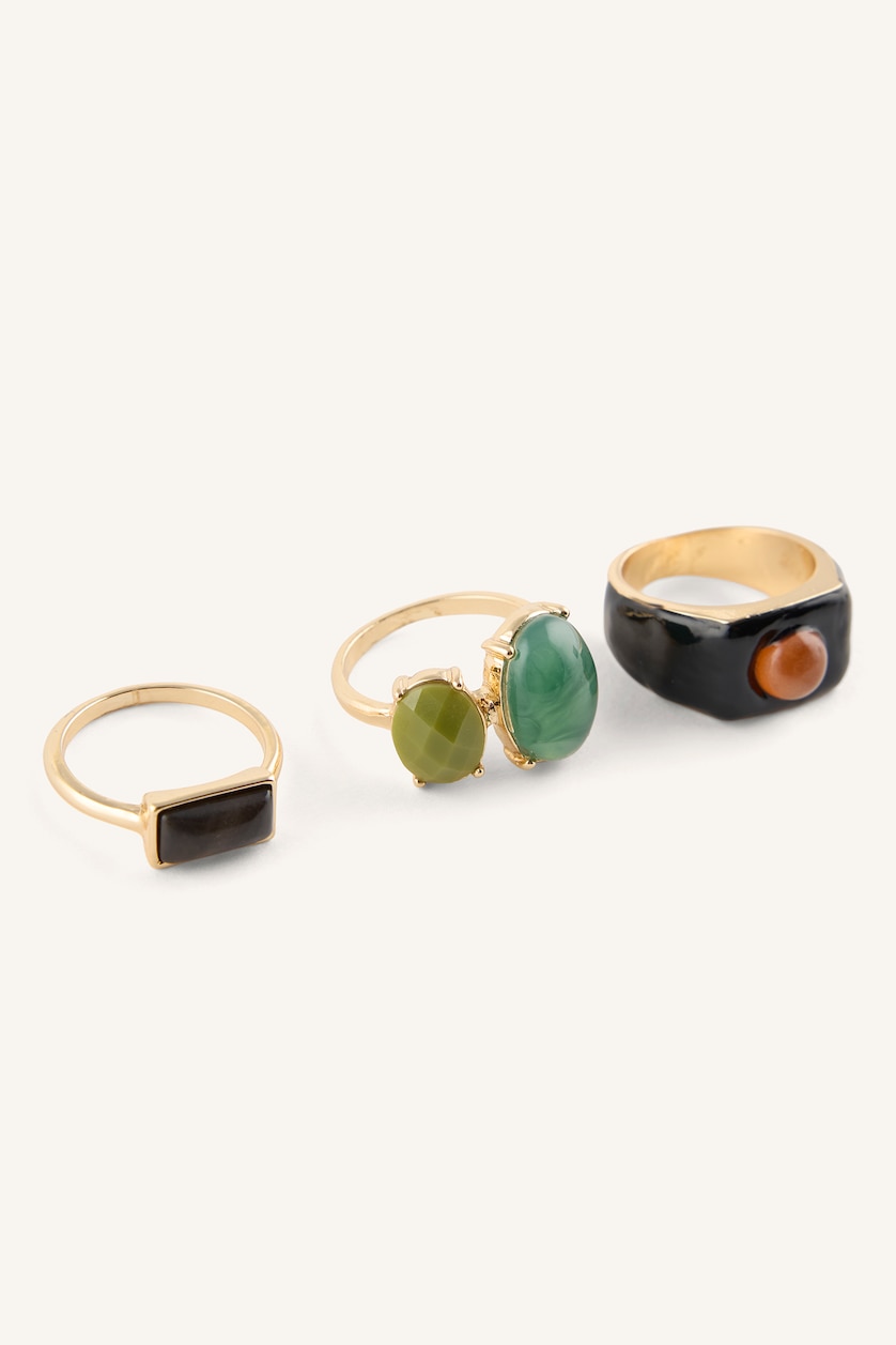 Women Black 3 piece Ring