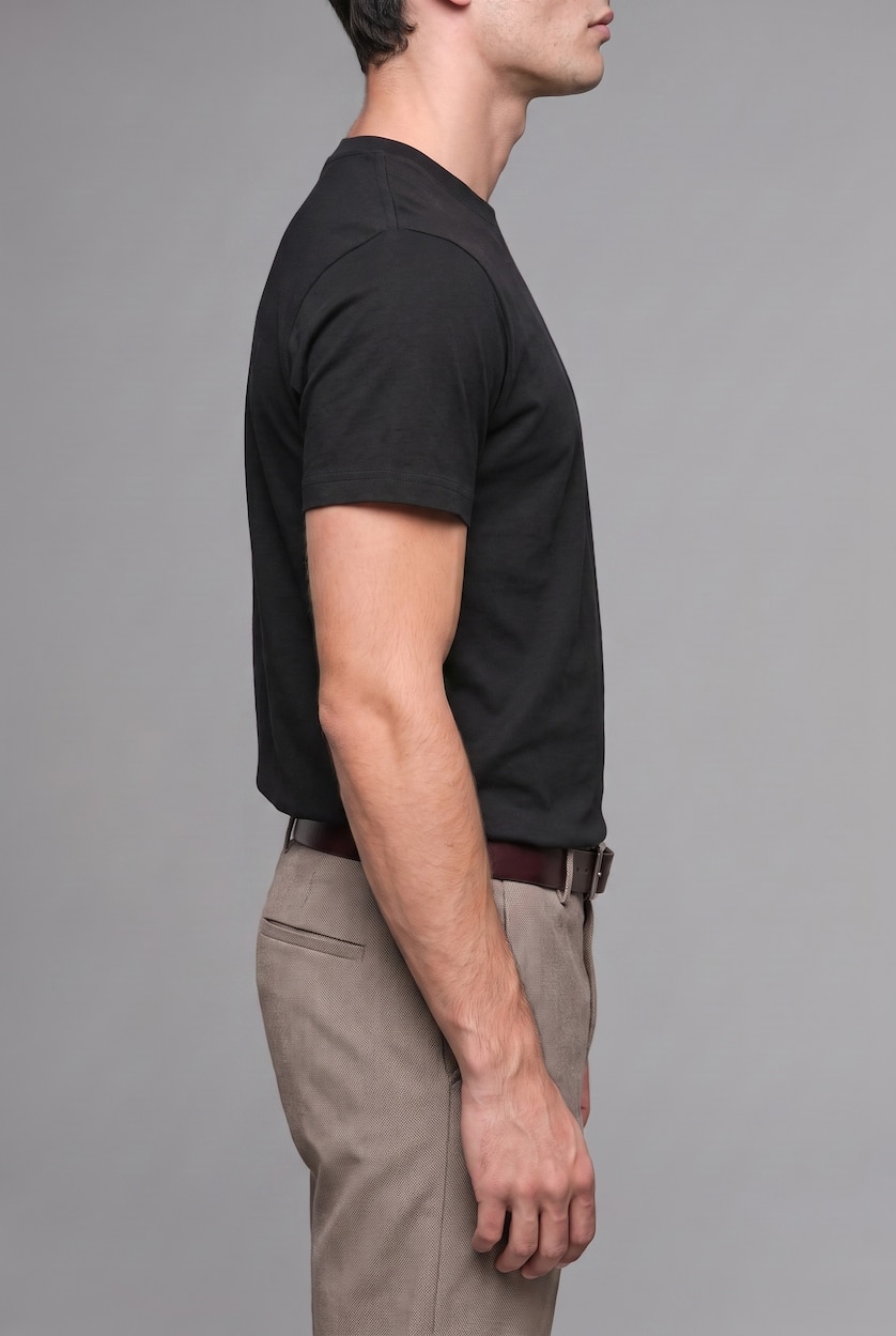 Erkek Siyah Regular Fit Basic Tişört