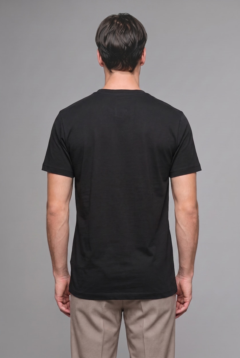 Erkek Siyah Regular Fit Basic Tişört