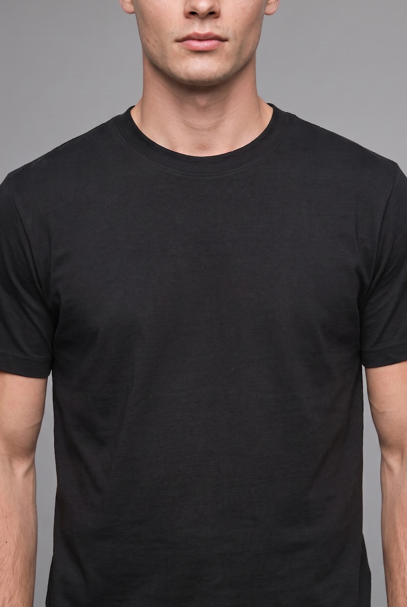 Erkek Siyah Regular Fit Basic Tişört