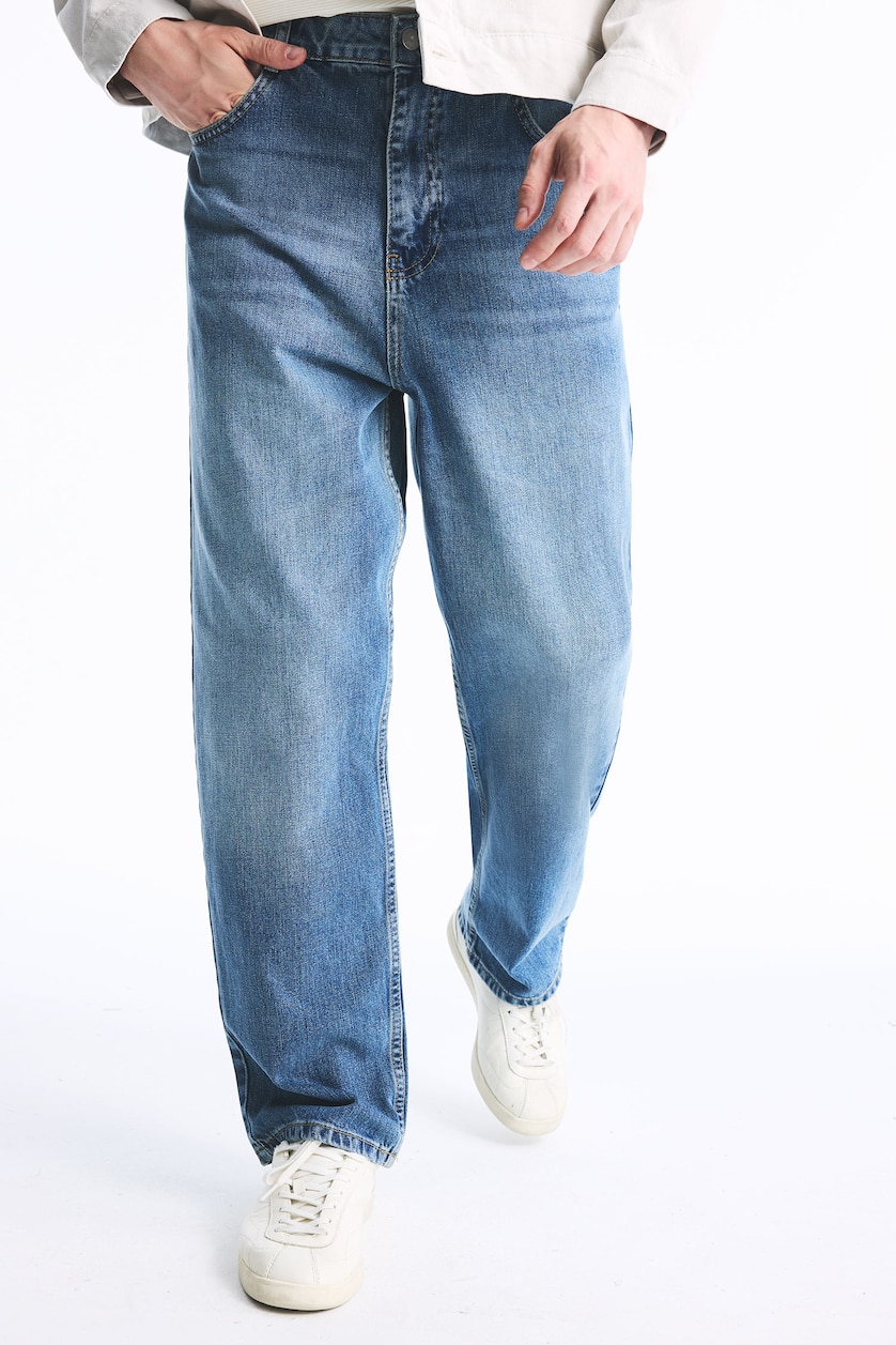 Erkek Mavi Baggy Fit Jean Pantolon