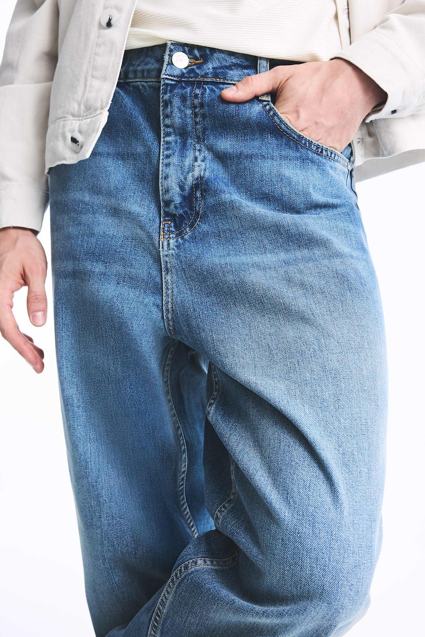 Erkek Mavi Baggy Fit Jean Pantolon