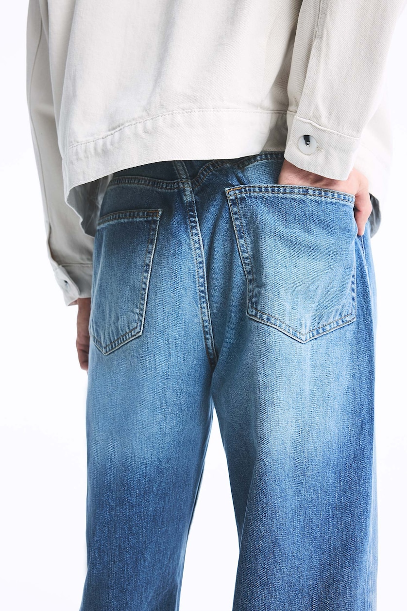 Erkek Mavi Baggy Fit Jean Pantolon