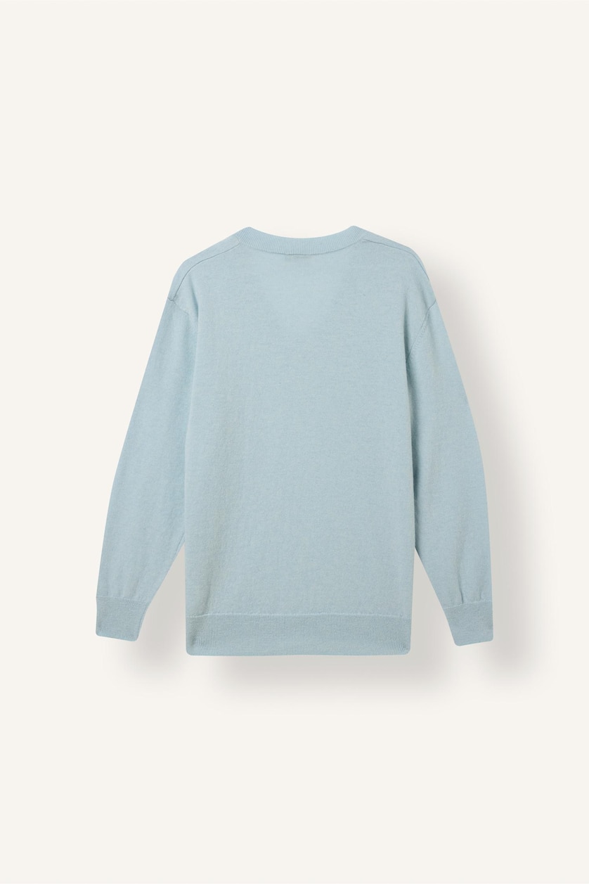 Kadın Açık Mavi Regular Fit Polo Yaka Triko Basic Kazak
