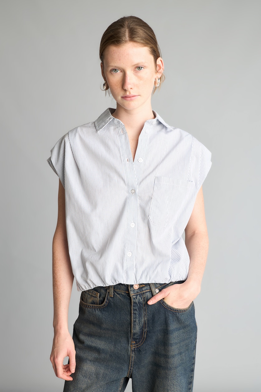 Woman Black 100% Cotton Crop Poplin Classic Collar Shirt