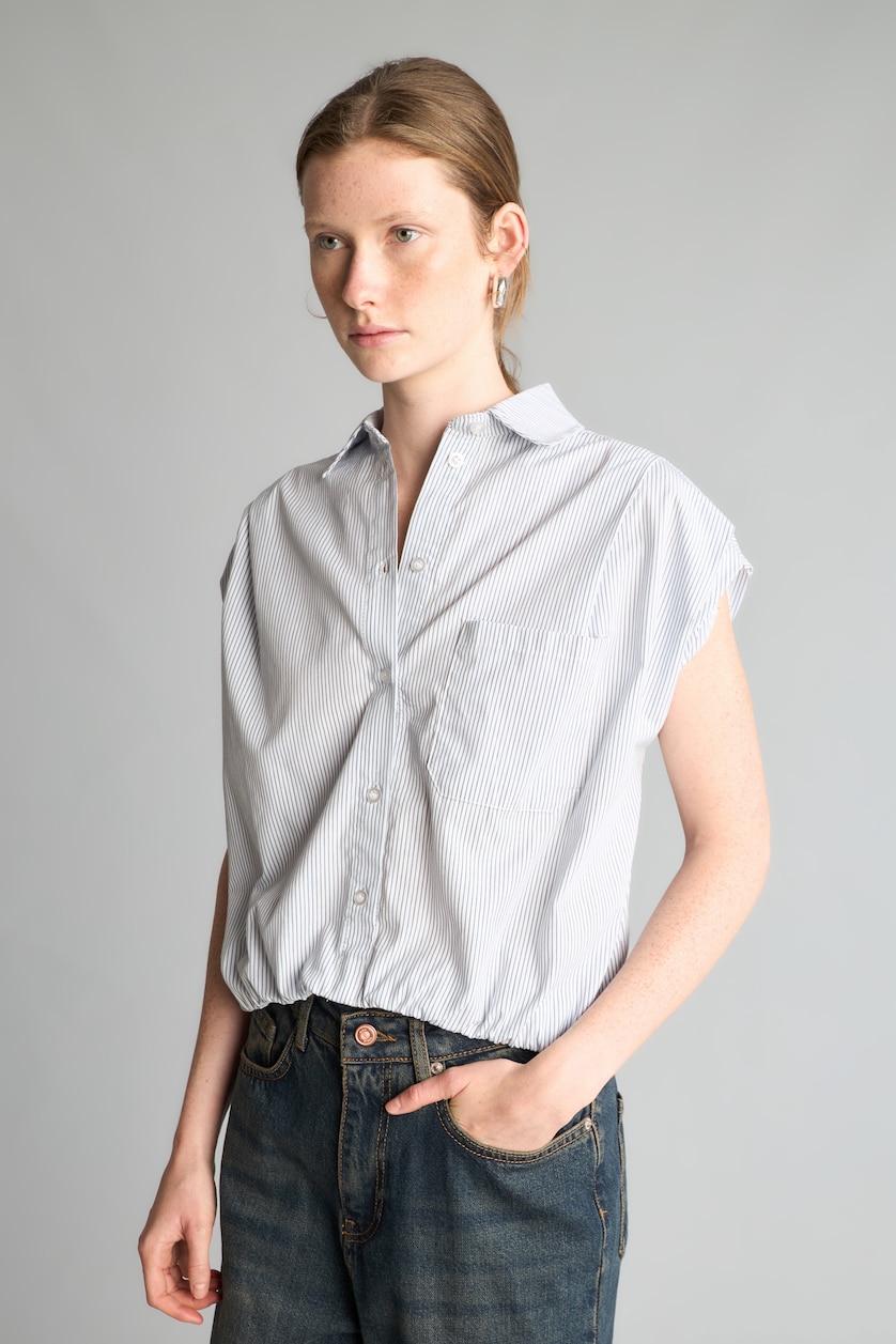 Woman Black 100% Cotton Crop Poplin Classic Collar Shirt