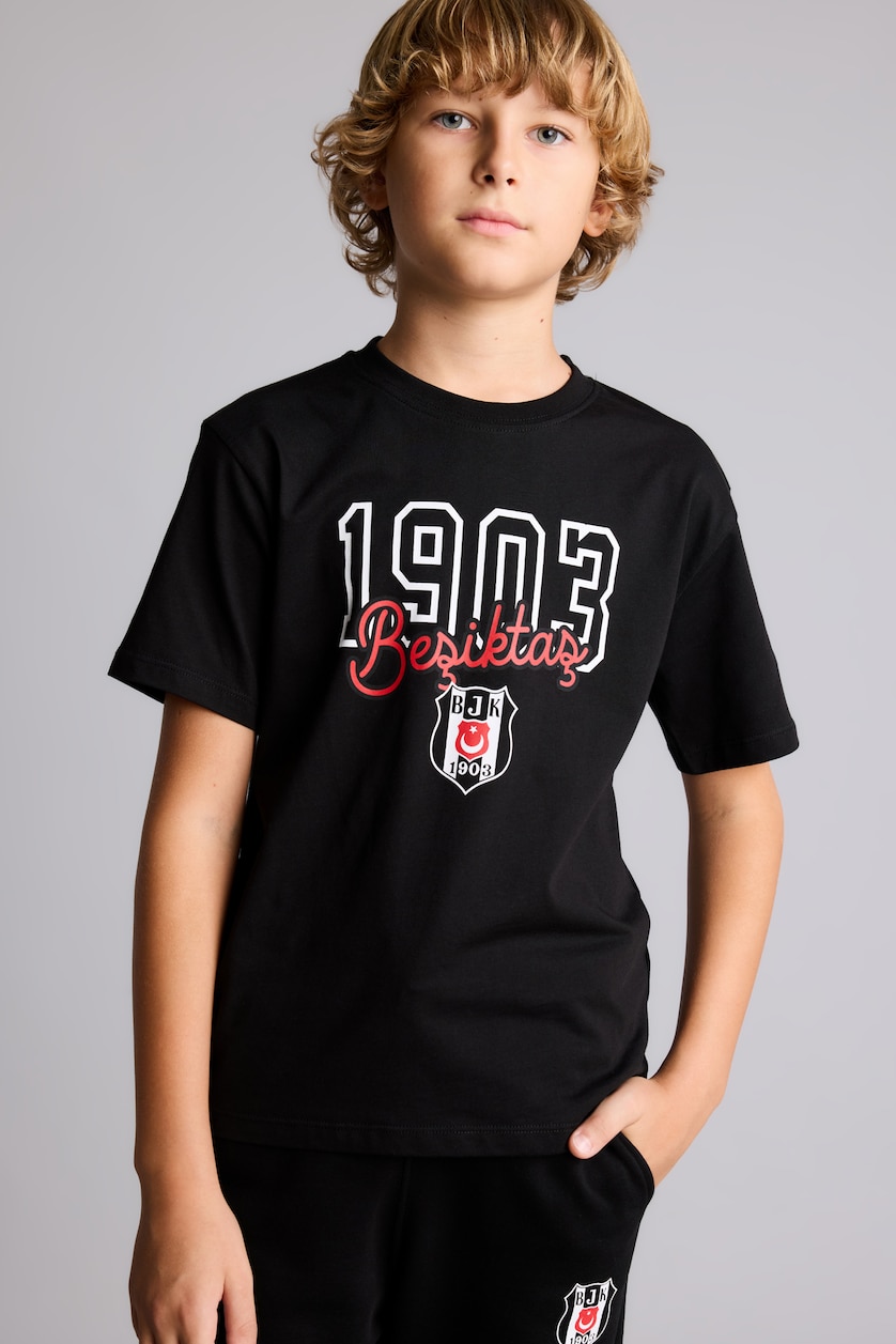 Young Boys - Teen Boys Black Regular Fit Short Sleeve T-Shirt