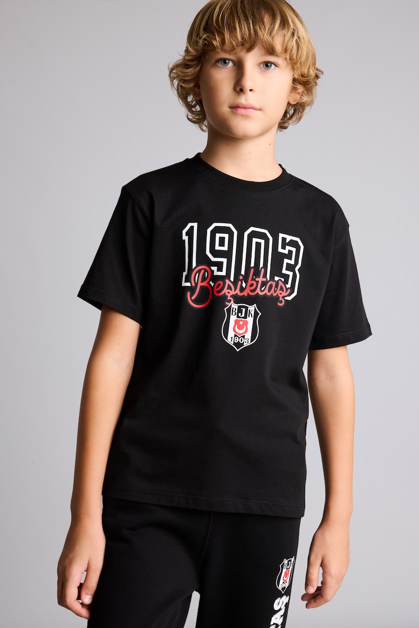 Young Boys - Teen Boys Black Regular Fit Short Sleeve T-Shirt