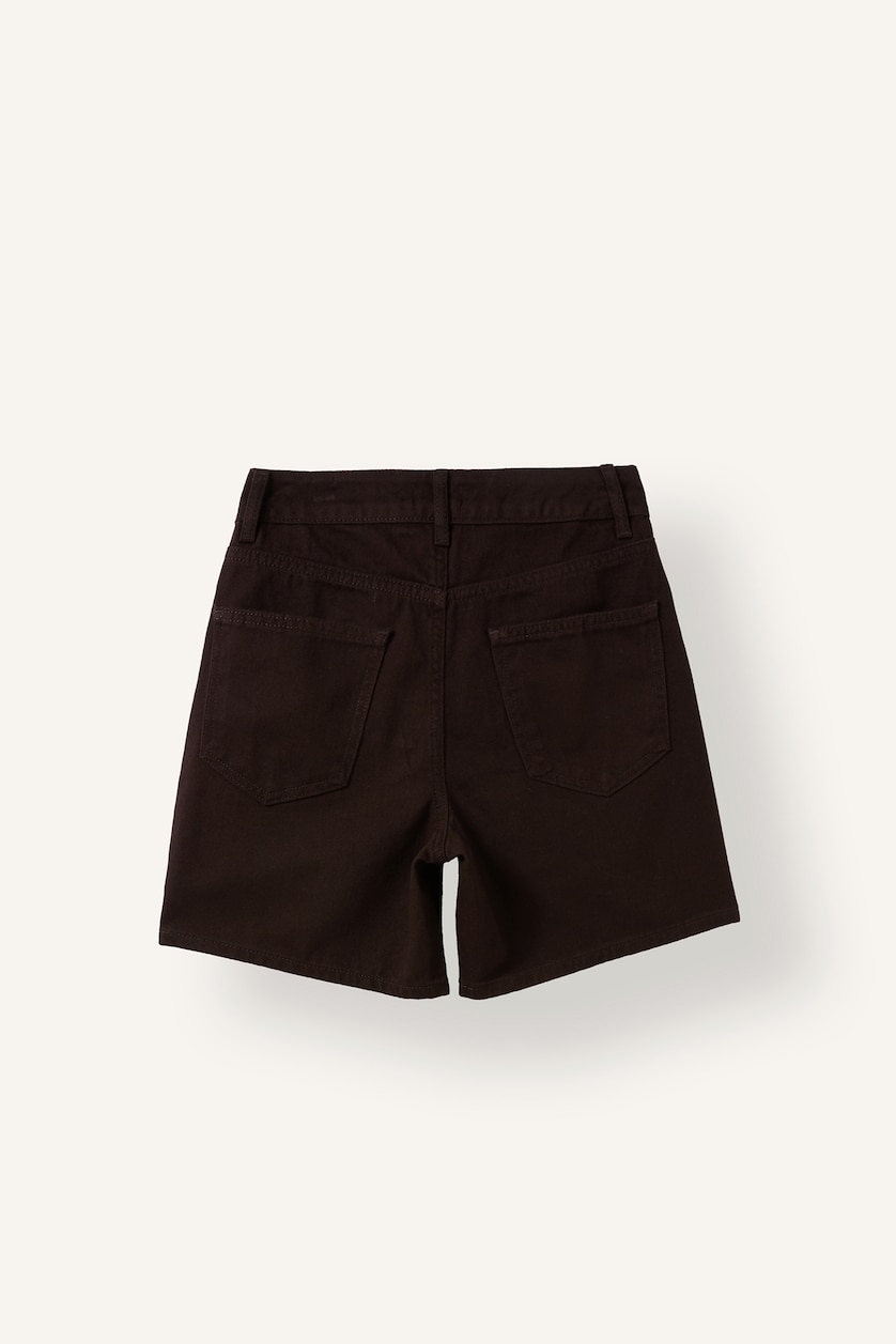 Kadın Koyu Kahve Regular Fit Jean Bermuda Şort